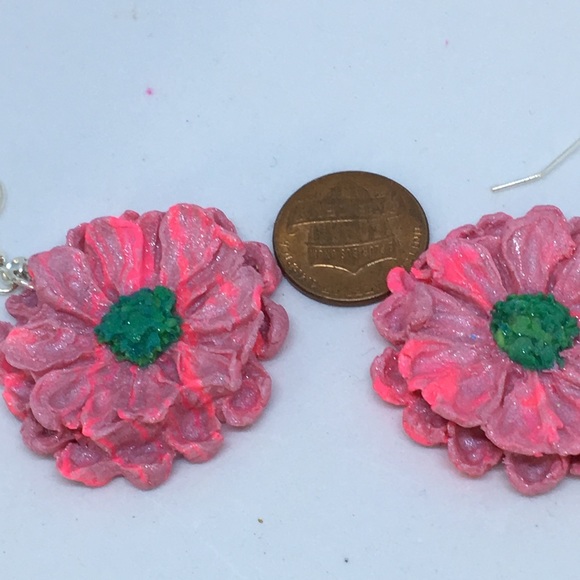Unique Handmade Polymer Clay Blossom Earrings - Picture 6 of 8